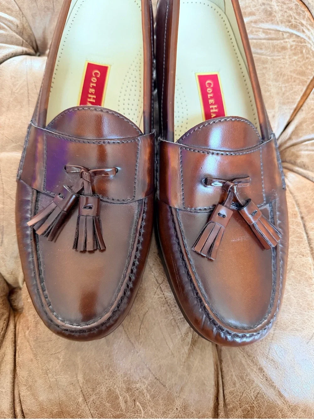 Cole Haan Men’s 11.5B Brown Leather Tassel Loafers Dress Shoes Slip On Moc